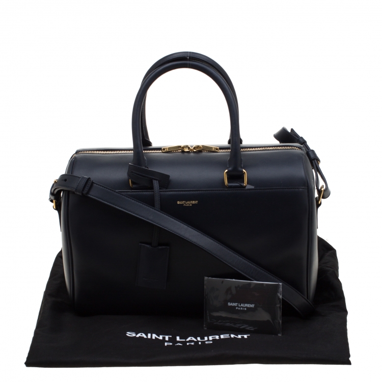 Pre Owned Saint Laurent Navy Blue Leather Classic Duffle 6 Bag