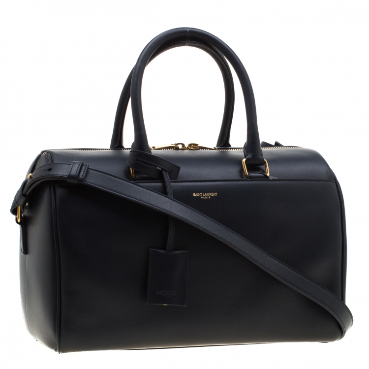 Pre Owned Saint Laurent Navy Blue Leather Classic Duffle 6 Bag