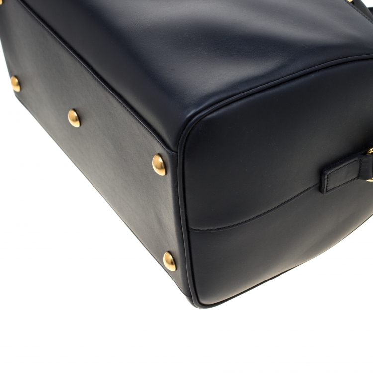 Pre Owned Saint Laurent Navy Blue Leather Classic Duffle 6 Bag
