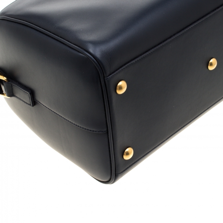 Pre Owned Saint Laurent Navy Blue Leather Classic Duffle 6 Bag