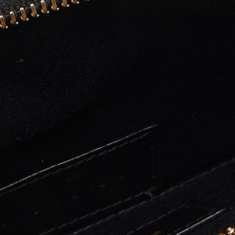 Pre Owned Saint Laurent Black Matelassé Leather Monogram Zip Pouch