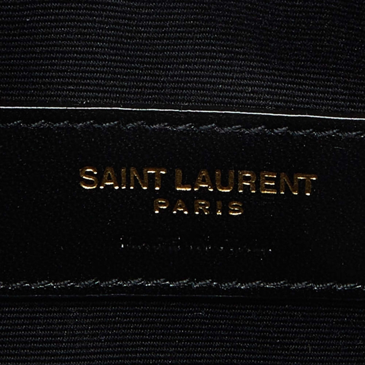 Pre Owned Saint Laurent Black Matelassé Leather Monogram Zip Pouch