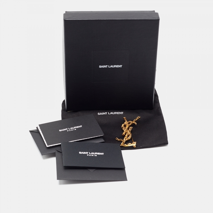 Pre Owned Yves Saint Laurent  Opyum Crocodile Gold Tone Brooch