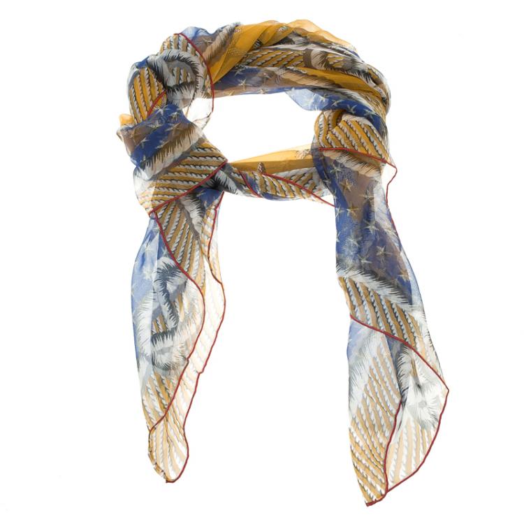 スカーフ SAINT LAURENT Silk scarf Multicolor Yves Saint Laurent Paris Multicolor Starfish Print Silk