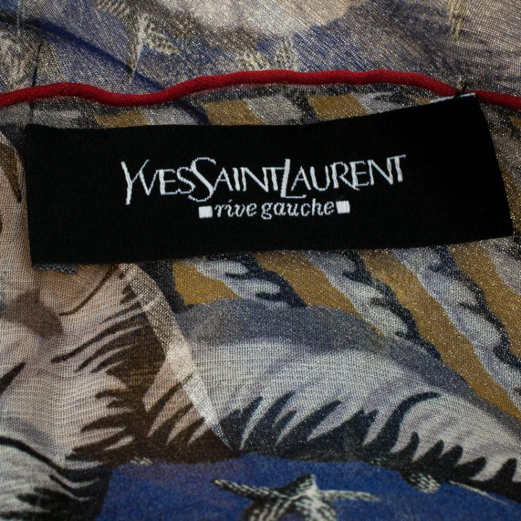 Pre Owned Yves Saint Laurent Paris Multicolor Starfish Print Silk Scarf
