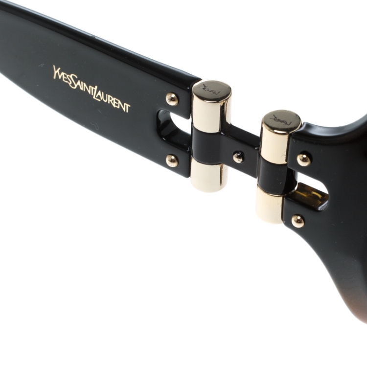 Pre Owned Saint Laurent Paris Tortoise/Brown Gradient YSL 6298/S Oversize Square Sunglasses