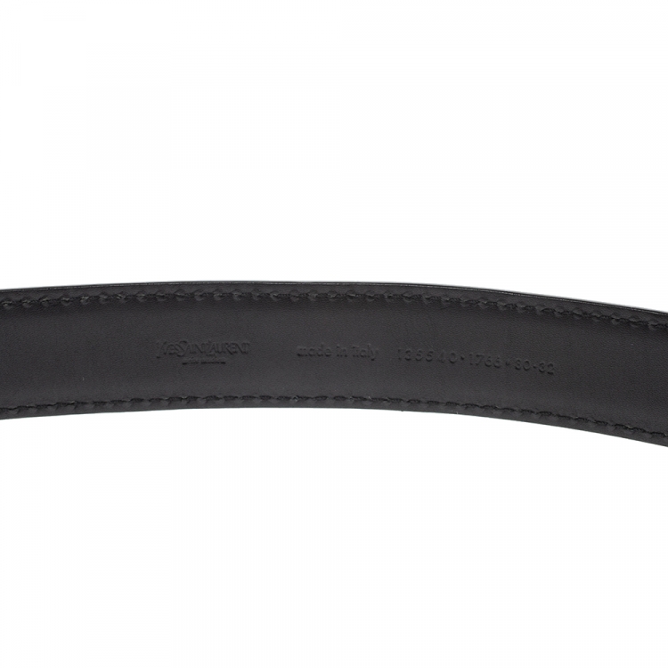 Pre Owned Yves Saint Laurent Black Leather Belt 80CM