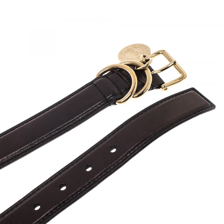 Pre Owned Yves Saint Laurent Black Leather Belt 80CM