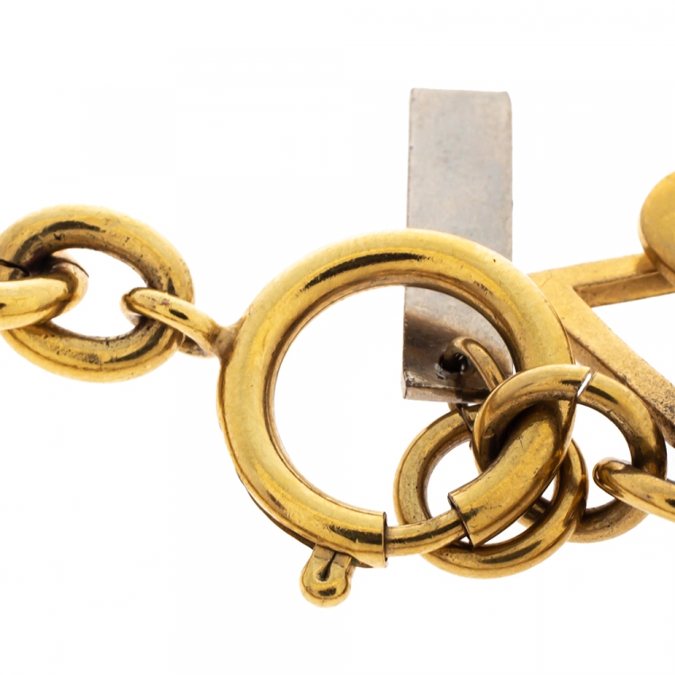 Pre Owned Yves Saint Laurent Rive Gauche Multi-charm Two Tone Chain Link Bracelet