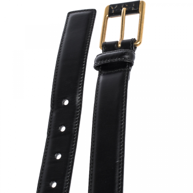 Pre Owned Yves Saint Laurent Black Leather Belt 90CM