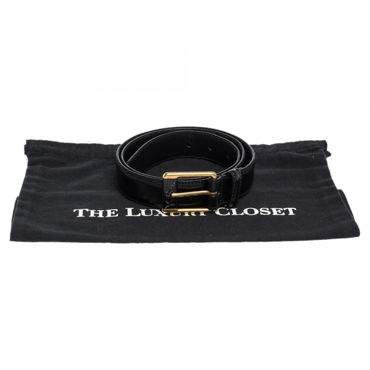 Pre Owned Yves Saint Laurent Black Leather Belt 90CM