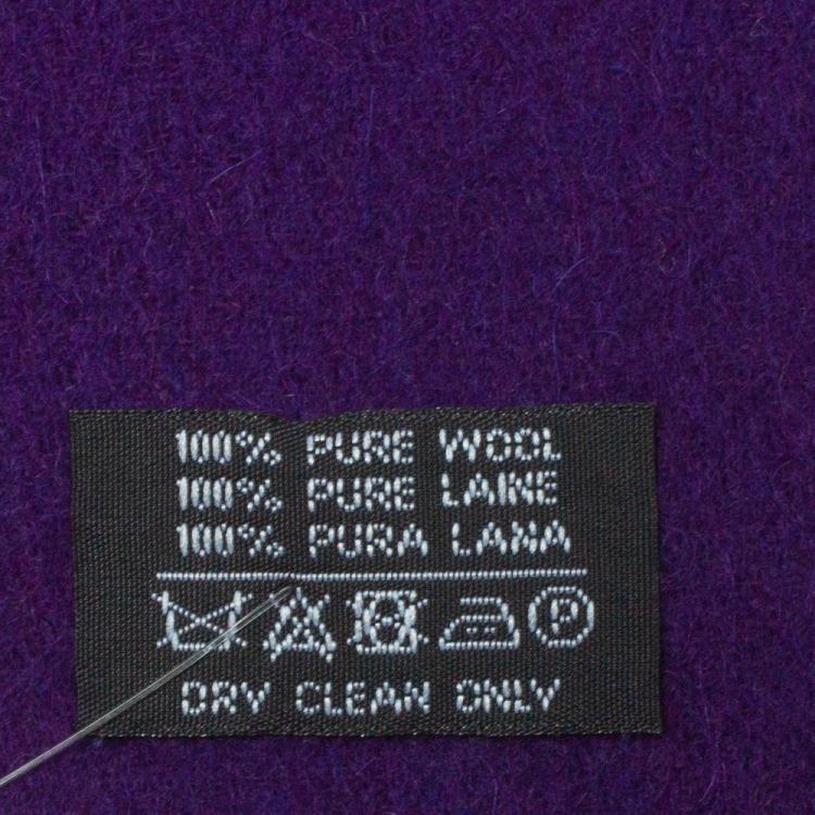 Pre Owned Yves Saint Laurent Purple Fringed Wool Scarf