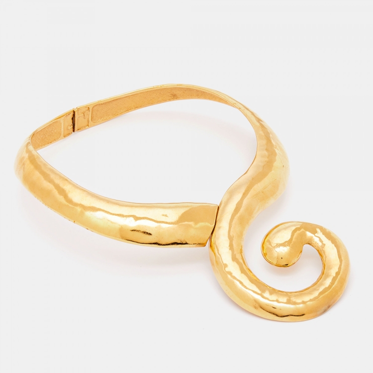 Pre Owned Yves Saint Laurent Vintage Gold Tone Arabesque Choker