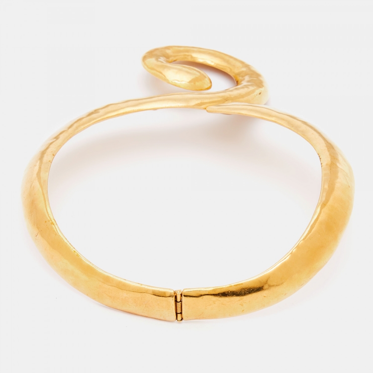 Pre Owned Yves Saint Laurent Vintage Gold Tone Arabesque Choker