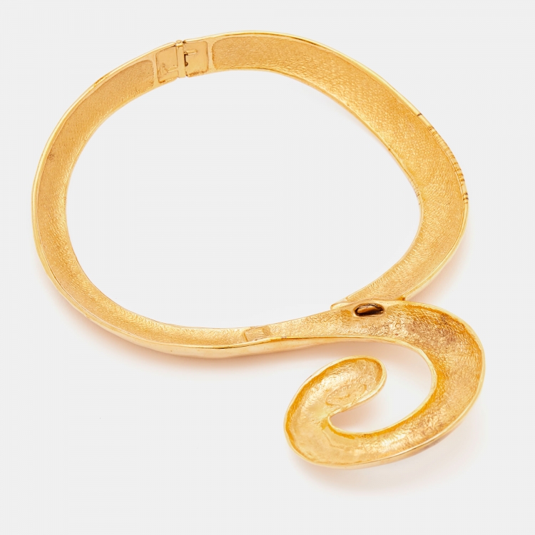 Pre Owned Yves Saint Laurent Vintage Gold Tone Arabesque Choker