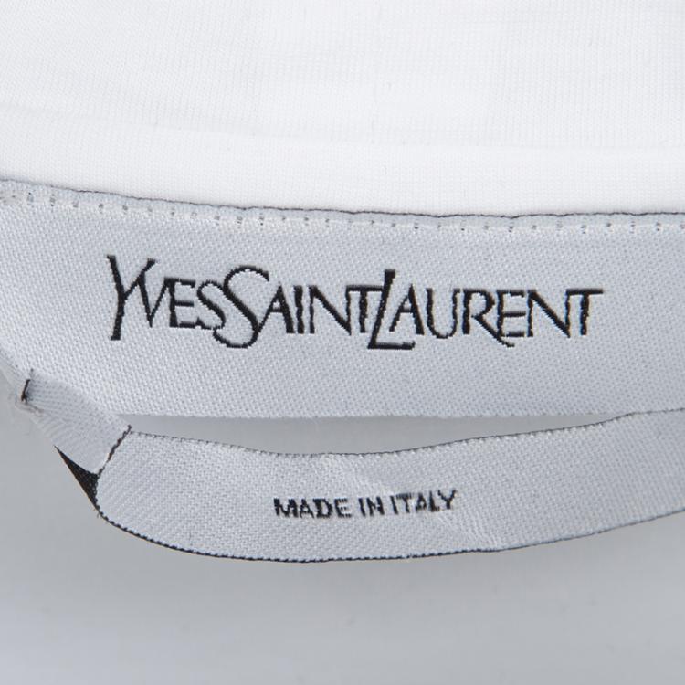 Pre Owned Yves Saint Laurent Monochrome Flock Logo Print Sleeveless T-Shirt S