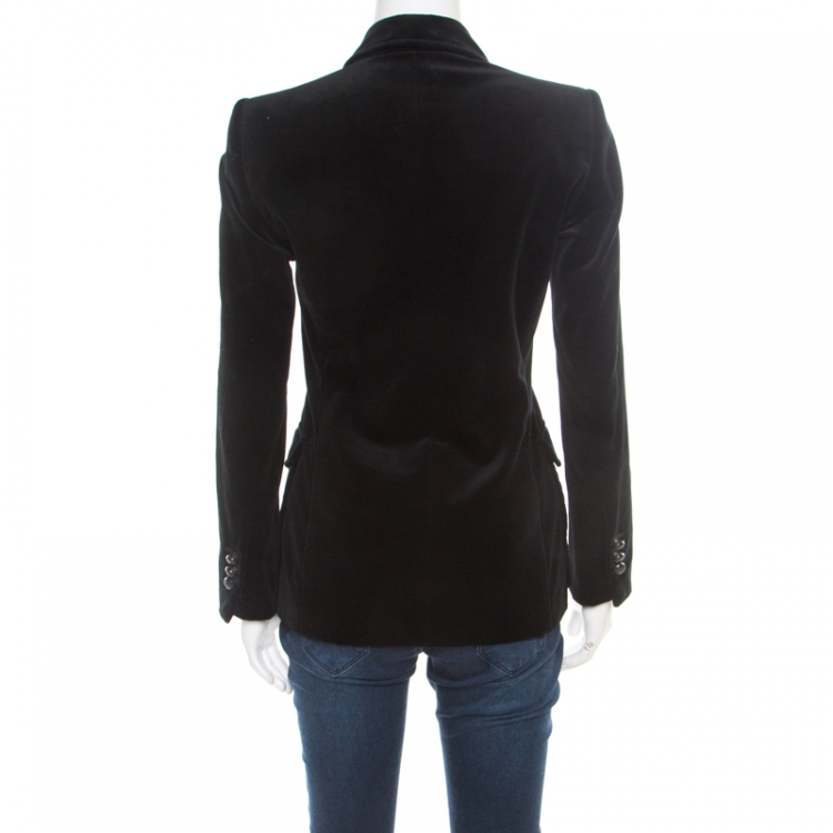 Pre Owned Yves Saint Laurent Black Velvet Blazer S