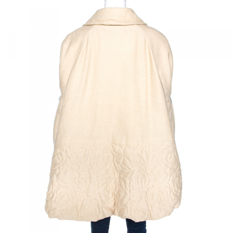 Pre Owned Yves Saint Laurent Variation Vintage Cream Silk Blend Coat L