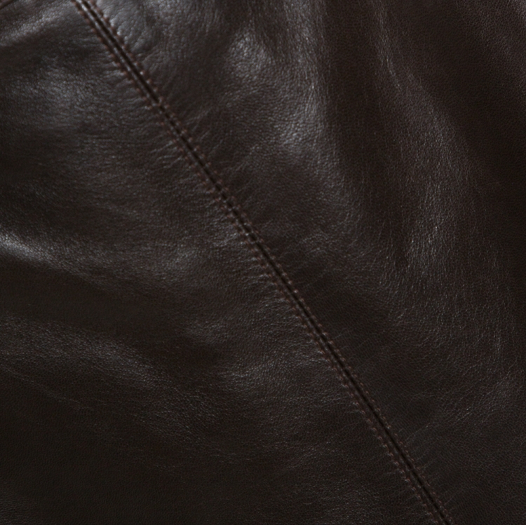 Pre Owned Yves Saint Laurent Rive Gauche Brown Leather Pencil Skirt L