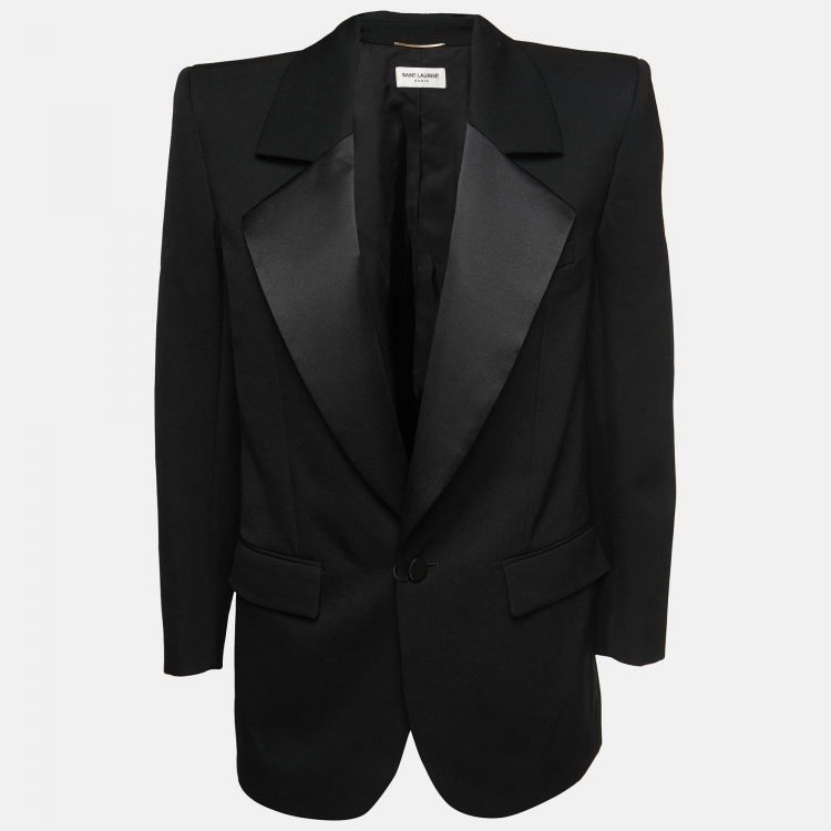 Pre Owned Saint Laurent Black Wool Single Breasted Blazer M
