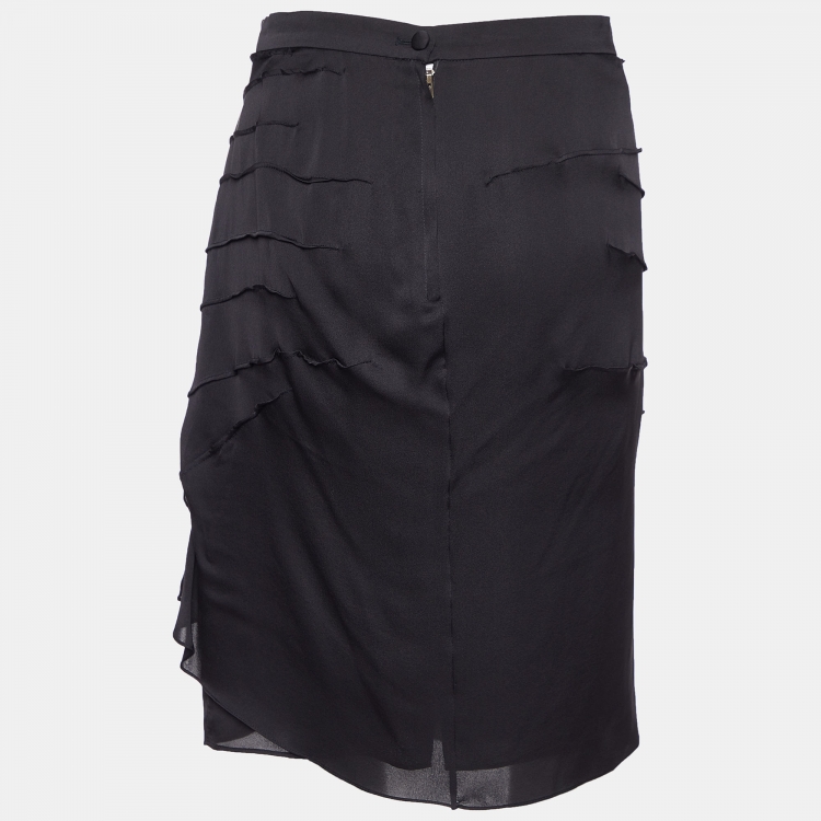 Pre Owned Yves Saint Laurent Vintage Silk Satin Ruffled Short Skirt M