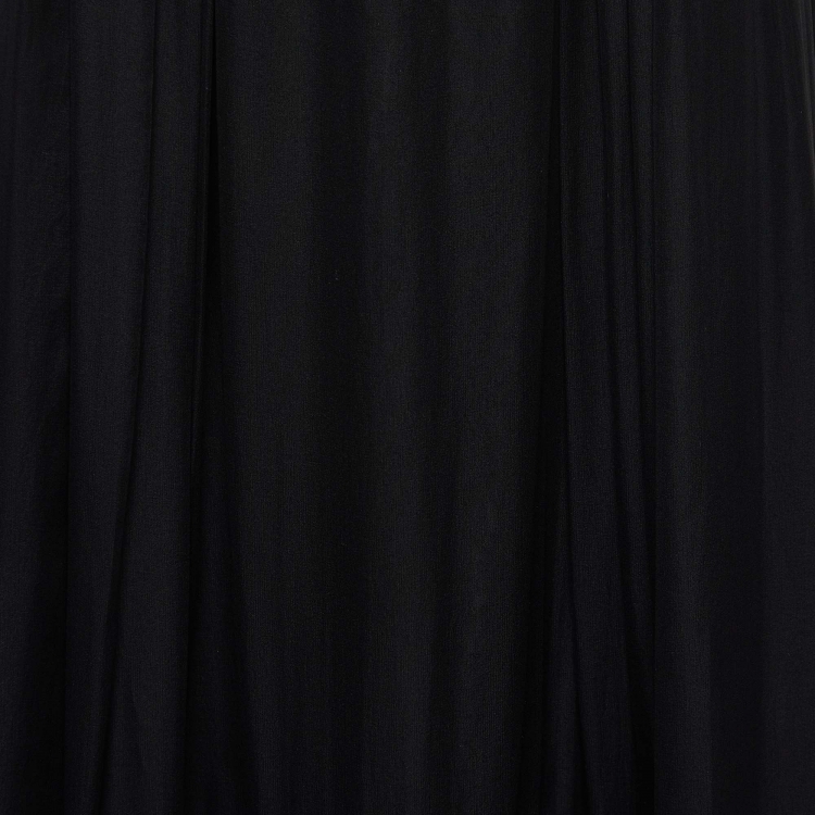 Pre Owned Yves Saint Laurent Vintage Black Silk Ruffled Strapless Gown L