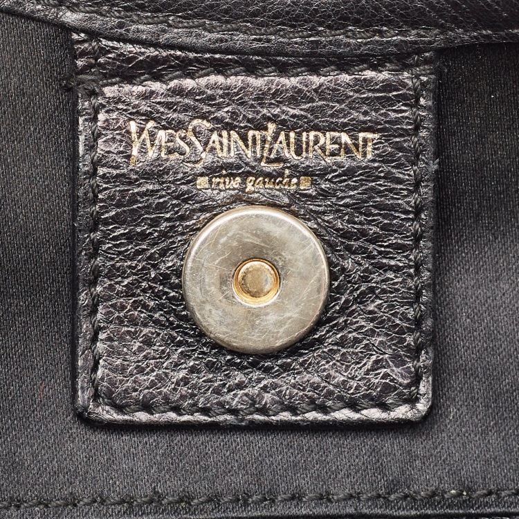 Pre Owned Yves Saint Laurent Black Embroidered Leather Mombasa Hobo