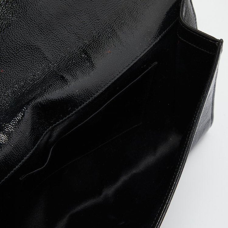 Pre Owned Yves Saint Laurent Black Patent Leather Belle De Jour Flap Clutch