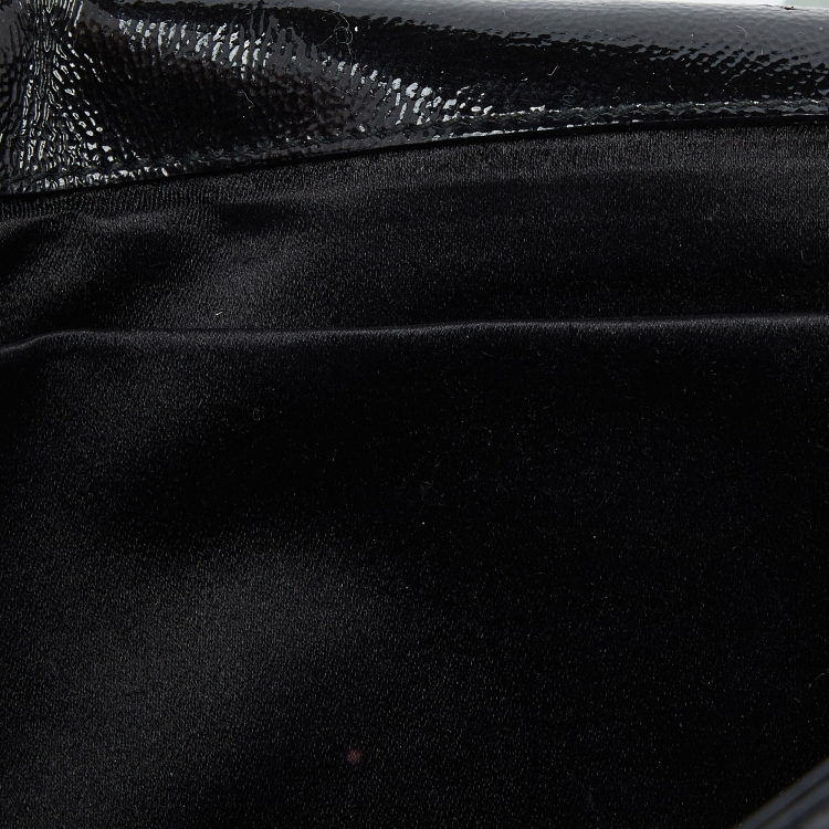 Pre Owned Yves Saint Laurent Black Patent Leather Belle De Jour Flap Clutch