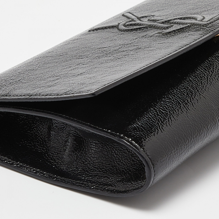 Pre Owned Yves Saint Laurent Black Patent Leather Belle De Jour Flap Clutch