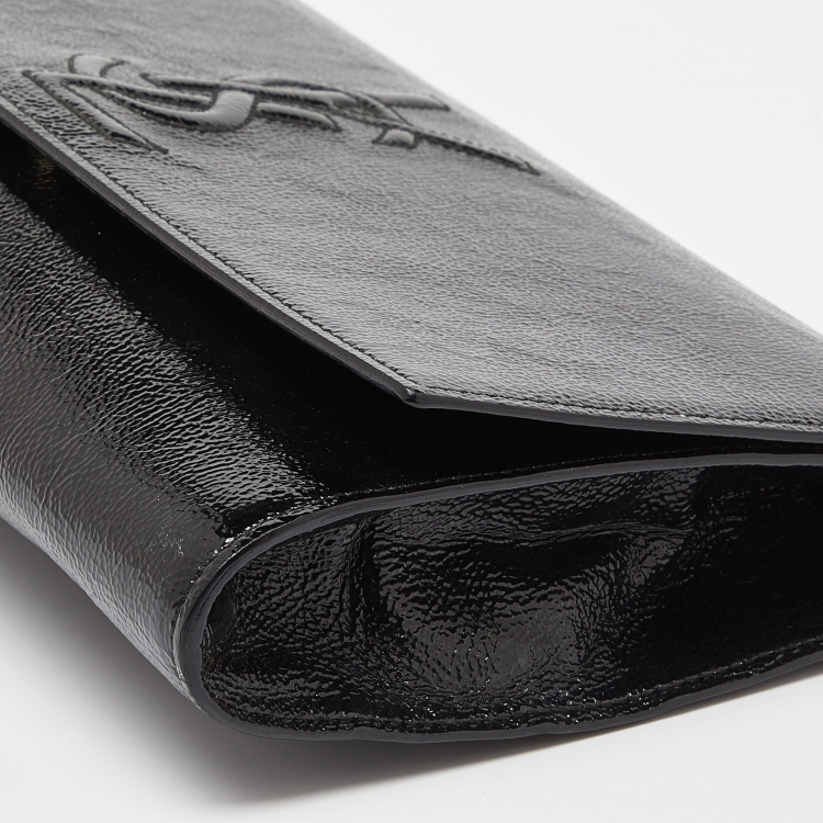 Pre Owned Yves Saint Laurent Black Patent Leather Belle De Jour Flap Clutch