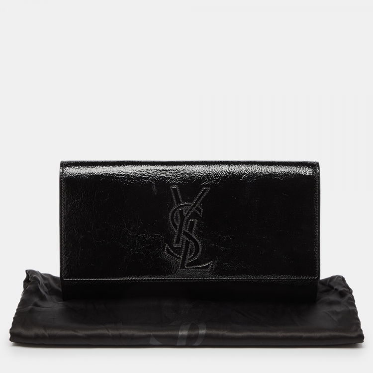 Pre Owned Yves Saint Laurent Black Patent Leather Belle De Jour Flap Clutch