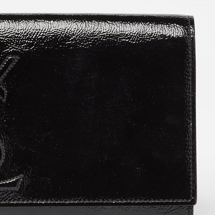 Pre Owned Yves Saint Laurent Black Patent Leather Belle De Jour Flap Clutch