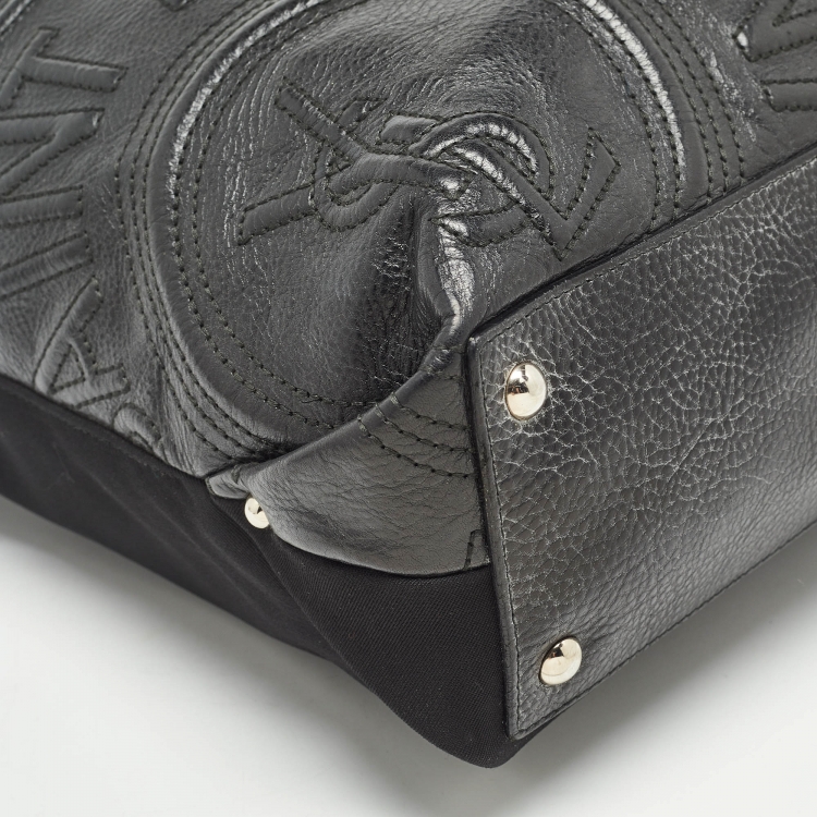 Pre Owned Yves Saint Laurent Black Canvas and Leather Logo Patch Tote