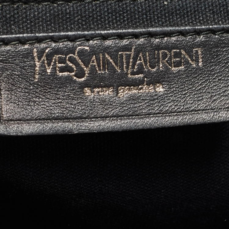 Pre Owned Yves Saint Laurent Black Canvas and Leather Logo Patch Tote