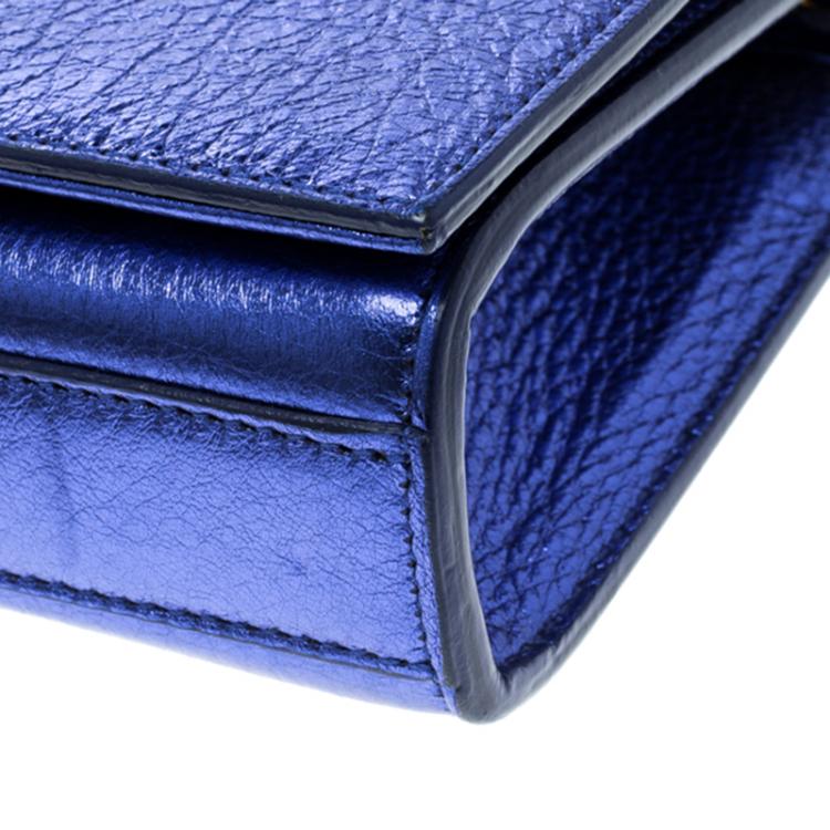 مملوكة مسبقًا Saint Laurent Metallic Blue Leather Small Kate Tassel Crossbody Bag