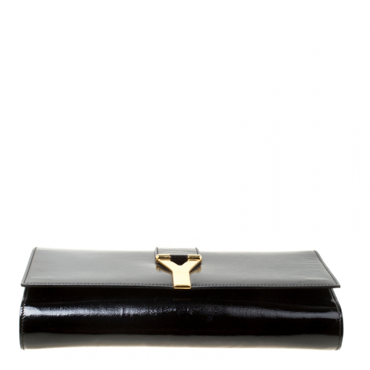 Pre Owned Saint Laurent Black Leather Cabas Chyc Clutch