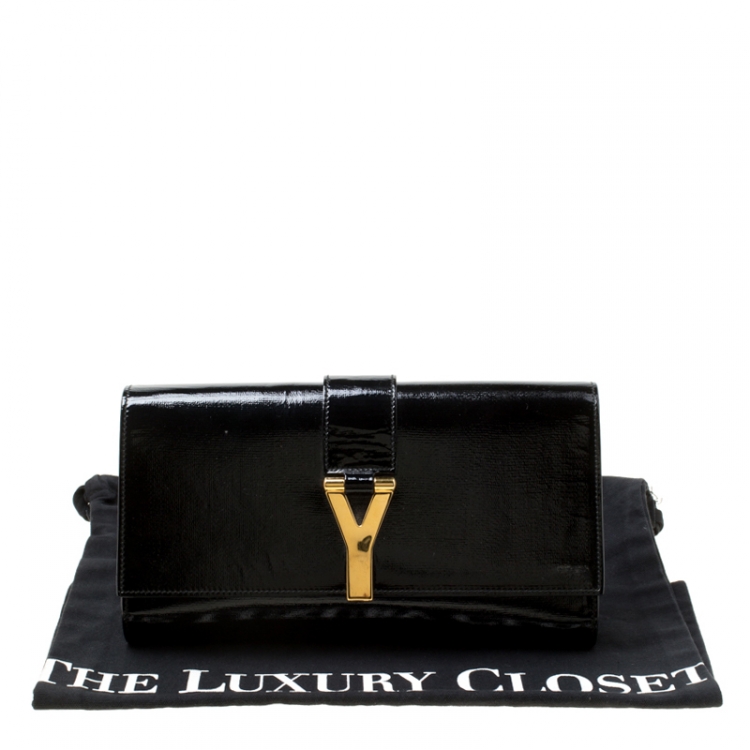 Pre Owned Saint Laurent Black Leather Cabas Chyc Clutch