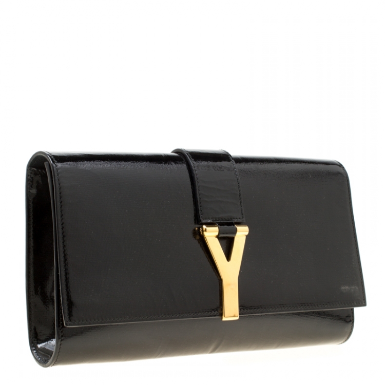 Pre Owned Saint Laurent Black Leather Cabas Chyc Clutch