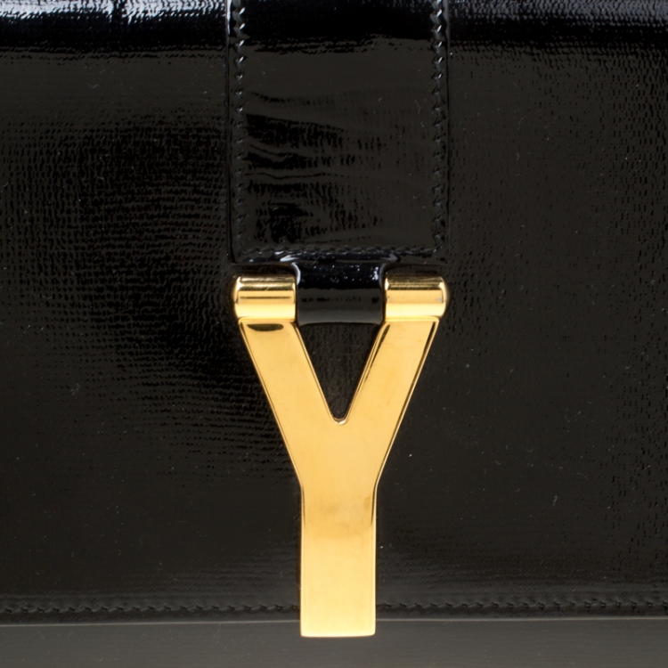 Pre Owned Saint Laurent Black Leather Cabas Chyc Clutch