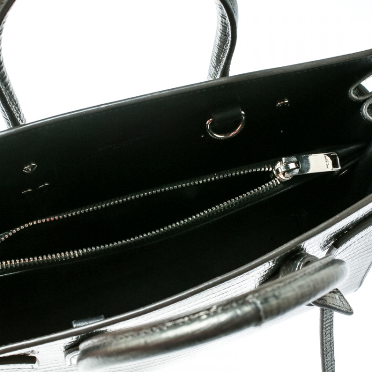 Pre Owned Saint Laurent Metallic Lizard Embossed Leather Baby Classic Sac De Jour Top Handle Bag