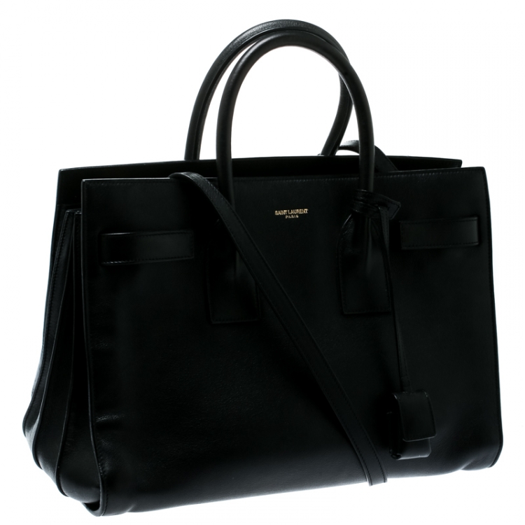 Pre Owned Saint Laurent Paris Black Leather Small Sac De Jour Tote