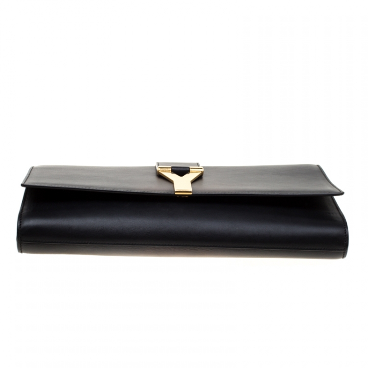 Pre Owned Saint Laurent Paris Black Leather Large Chyc Clutch