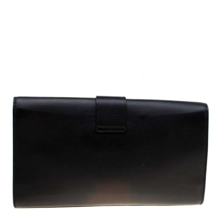 Pre Owned Saint Laurent Paris Black Leather Large Chyc Clutch