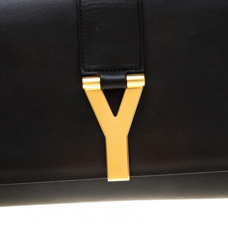 Pre Owned Saint Laurent Paris Black Leather Large Chyc Clutch