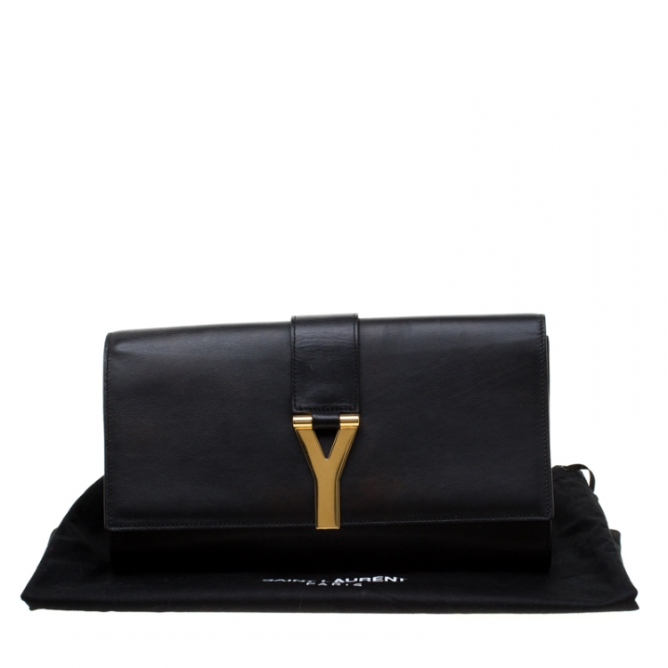 Pre Owned Saint Laurent Paris Black Leather Large Chyc Clutch