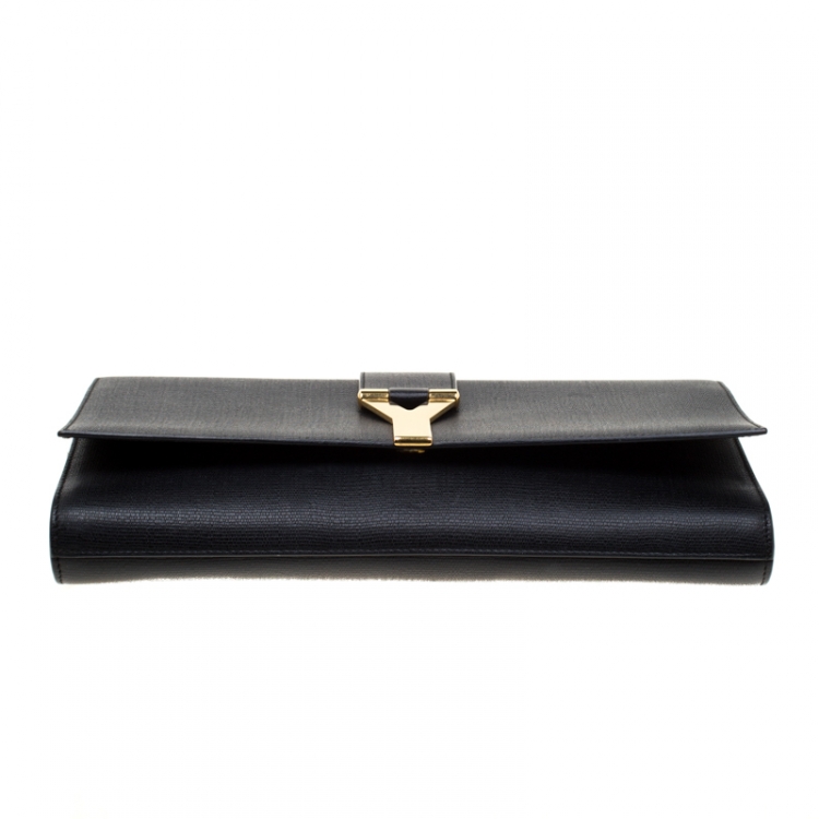 Pre Owned Saint Laurent Black Leather Large Chyc Clutch