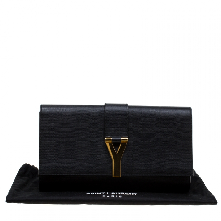 Pre Owned Saint Laurent Black Leather Large Chyc Clutch