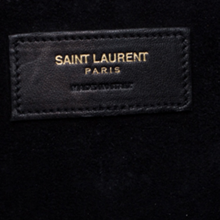 Pre Owned Saint Laurent Paris Brown Leopard Print Suede Emmanuelle Fringed Bucket Bag