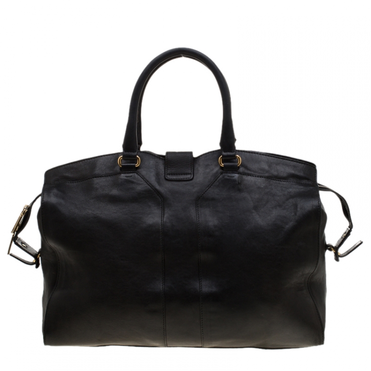 Pre Owned Saint Laurent Paris Black Leather Large Cabas Chyc Satchel